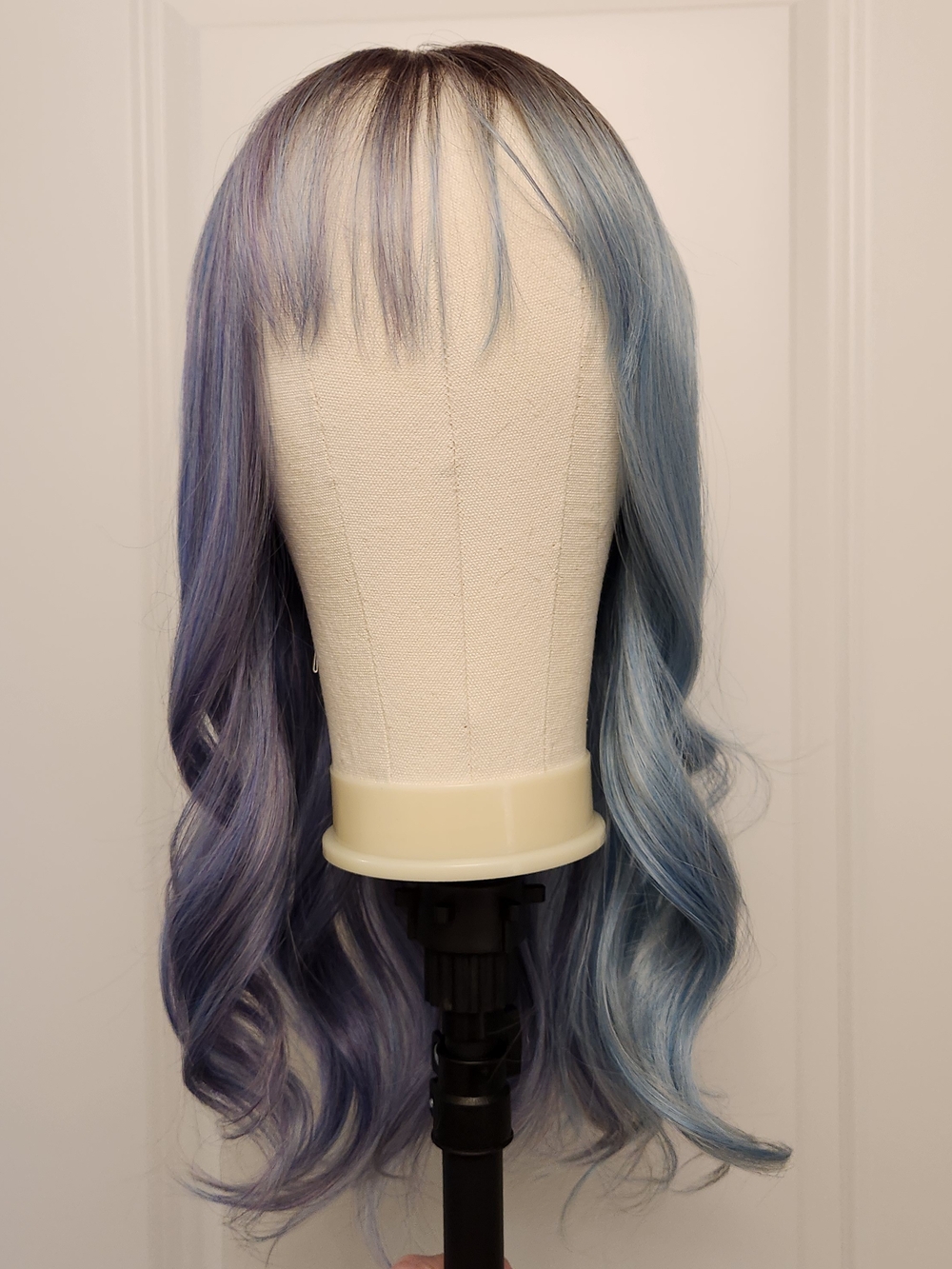 Blue Ombre Women's Wig with Bangs